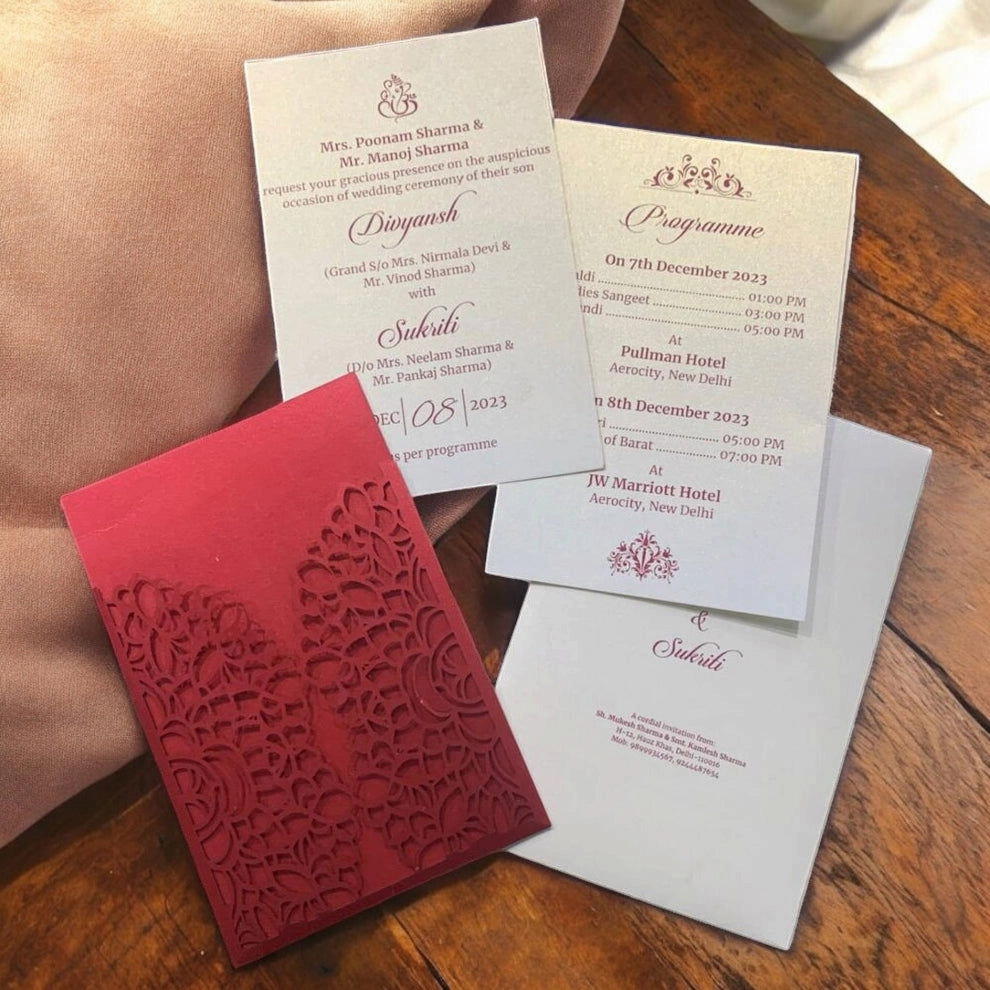 Laser cut paper wedding card thumbnail 2